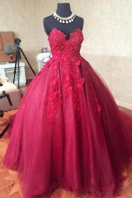 Ball Gown Prom Dress Custom Evening Dresses Ball Gown Red Wedding Dress M2153