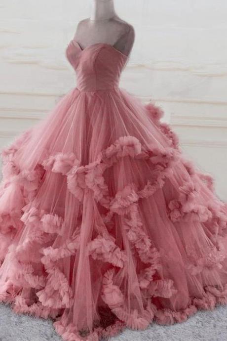 Ball Gown Pink Long Prom Dress Evening Dress M2158