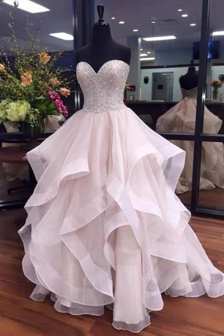 Ball Gown Sweetheart Organza Floor-length Beading Boutique Prom Dresses M2189