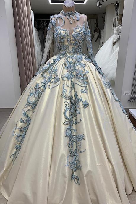 A Line Long Ball Gown Prom Dress M2236