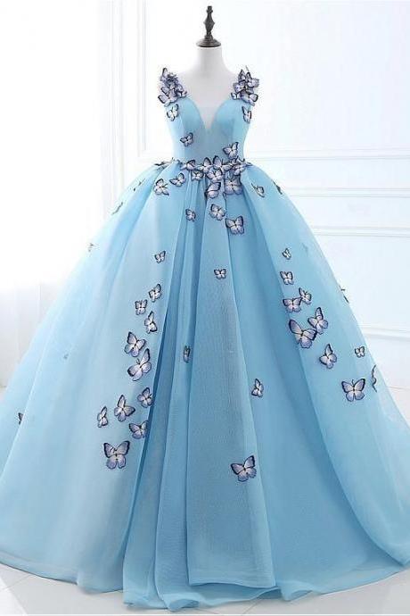 Blue Long Prom Dress, Evening Dress M2258