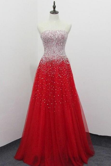 Red Gorgeous Handmade Long Formal Gown, Prom Dress M2270