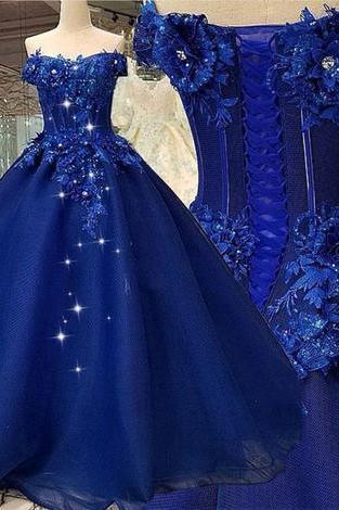 Lace Applique Prom Dress, Elegant Prom Dress, Prom Ball Gown, 2021 Prom Dresses M2312
