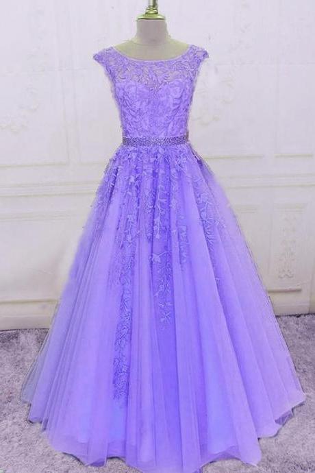 Modest Prom Dresses Cap Sleeves Lace Embroidery M2336