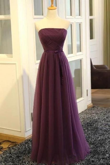 Beautiful Purple Tulle Long Prom Dress 2021, A-line Party Gowns M2368
