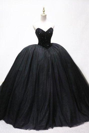 Black Gothic Beading Ball Gown Wedding Dress M2369