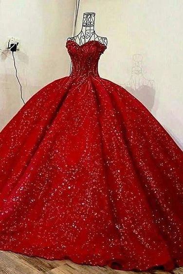 Red Long Ball Gown Prom Dress M2377