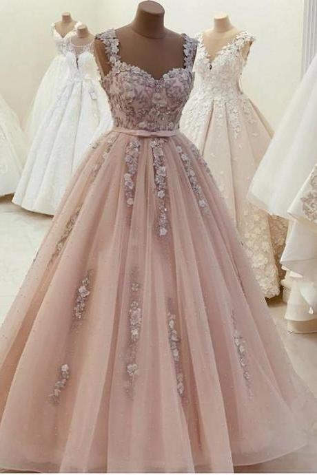Lace Applique Quinceanera Dress Long Evening Dress Prom Dress Custom Made Bridal Party Dress M2393
