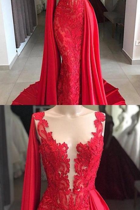 Elegant Evening Dresses Long Lace | Buy Red Evening Wear Online M2395
