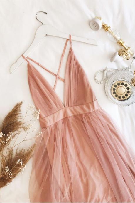 Romantic Pink Dress, Romantic Party Dresses M2577