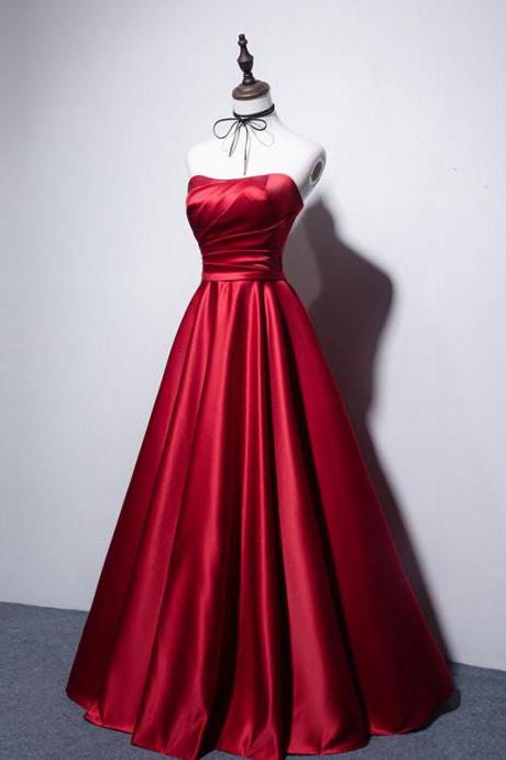 Chic A Line Strapless Red Long Prom/evening Dress With Ruffles M2598