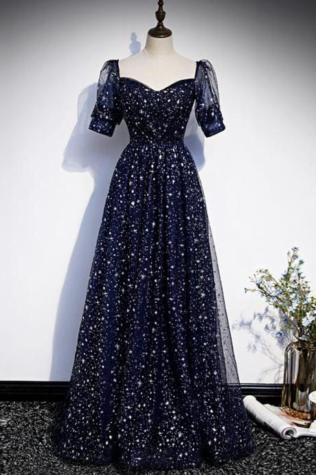 Blue Tulle Long Prom Dress Blue Evening Dress M2684