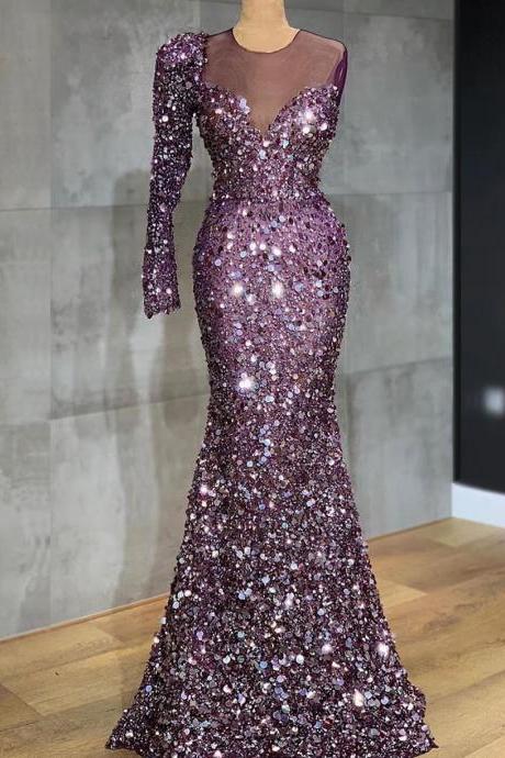 Sexy Prom Dress, Purple Prom Dress, Bling Bling Evening Dress M2720