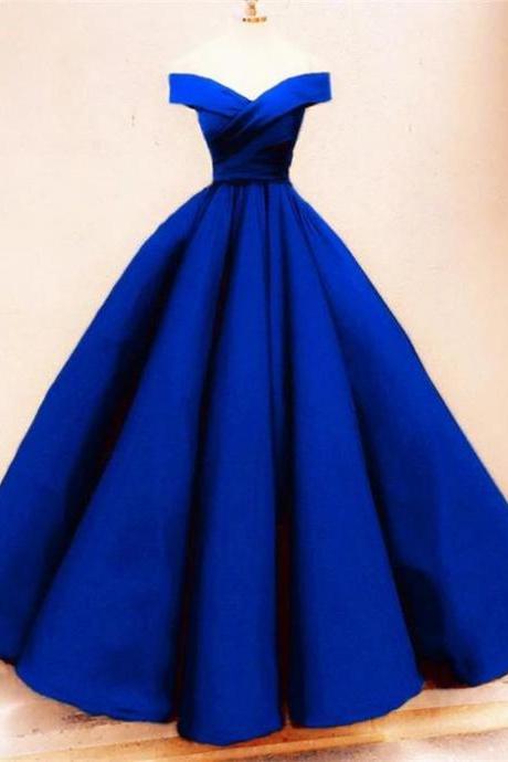 Royal Blue Prom Dresses, Satin Prom Dresses, Evening Dresses M2738