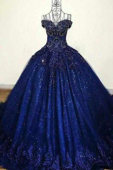 Blue Prom Dresses, Long Prom Dresses, Evening Dresses M2739
