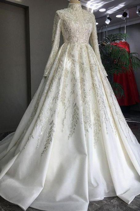 White Ball Gown, Princess Wedding Dress,fashion Bridal Dress,sexy Party Dress,custom Made Evening Dress M2747