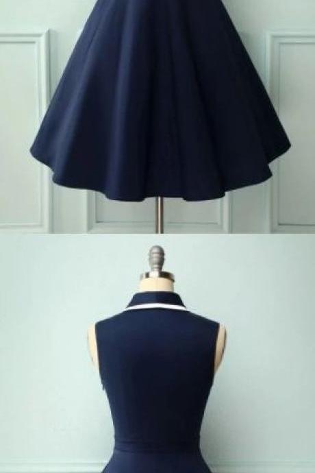 Navy Blue Vintage Style homecoming Dress m2760