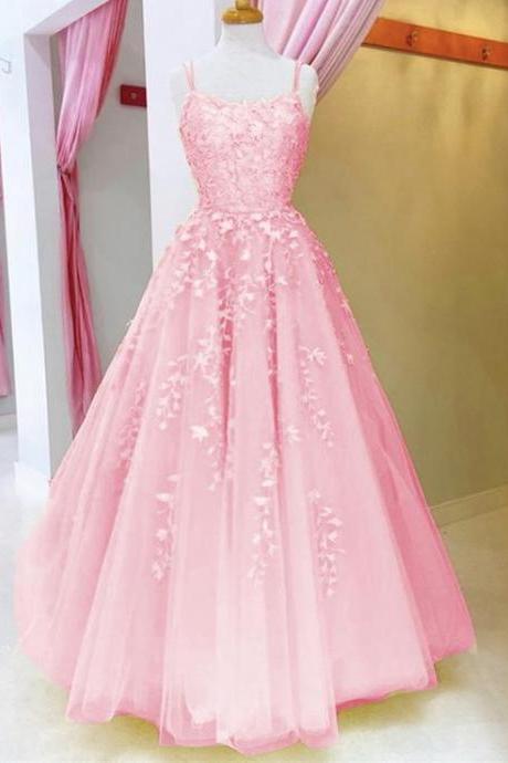 Tulle Princess Ruffles Prom Dresses Lace Embroidery M2824