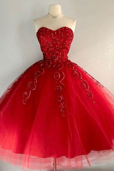 red Prom Dress Unique short Prom Dress evening gown m2986