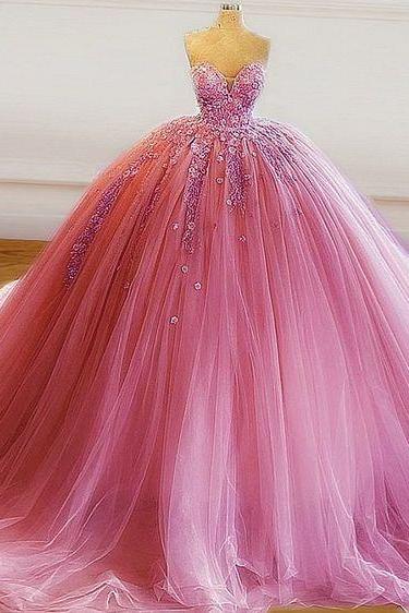 Sexy Pink Prom Dress,ball Gown Sweet 16 Dresses,party Gowns M2996