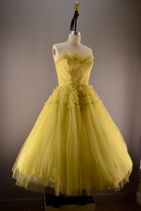 Vintage Homecoming Dresses, Yellow Prom Dress,Homecoming Dress, Cute Homecoming Gown, party dresses m3009