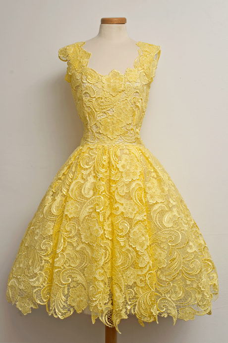 Vintage Homecoming Dresses, Yellow Prom Dress,homecoming Dress, Cute Homecoming Gown M3010