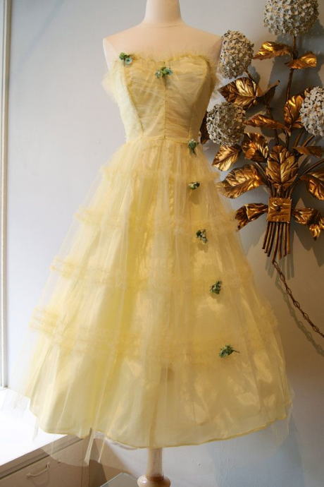 Vintage Homecoming Dresses, Yellow Prom Dress,homecoming Dress, Cute Homecoming Gown, Party Dresses M3011
