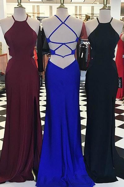 Elegant Burgundy/royal Blue/black Criss Cross Chiffon Mermaid Long Prom Dresses M3097