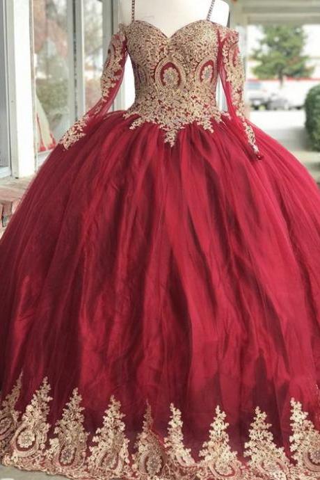 Handemade Customdresses Strapless Long-sleeved Premium Handmade Lace Decals In Wine Queen Style Wedding Dress M3185