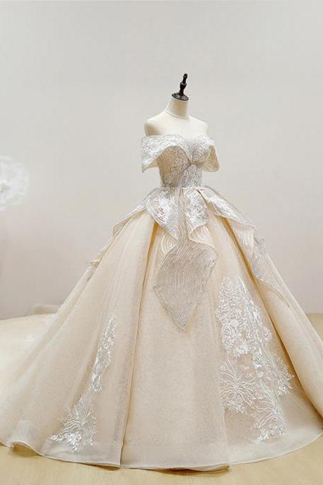 Quality Long Train Vestido De Noiva Lace Wedding Dresses M3194