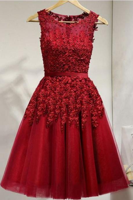 Charming A Line ,lace Tulle Short Prom Dress, Homecoming Dress,Lace Appliques Junior Prom Formal Dress m3261