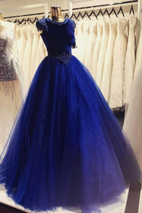 Tulle Evening Dress,royal Blue Evening Dresses,ball Gown Prom Dress,formal Dress M3292