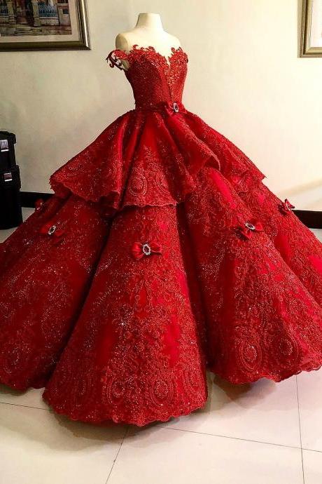 Ball Prom Dress,ball Gown Evening Dress, Red Formal Dresses M3312