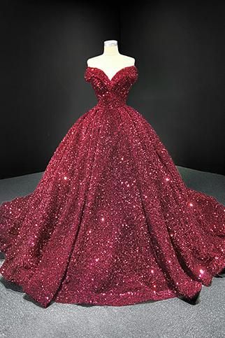 Sparkly Prom Dresses Ball Gown Sequins Quinceanera Long Formal Evening Gowns M3324