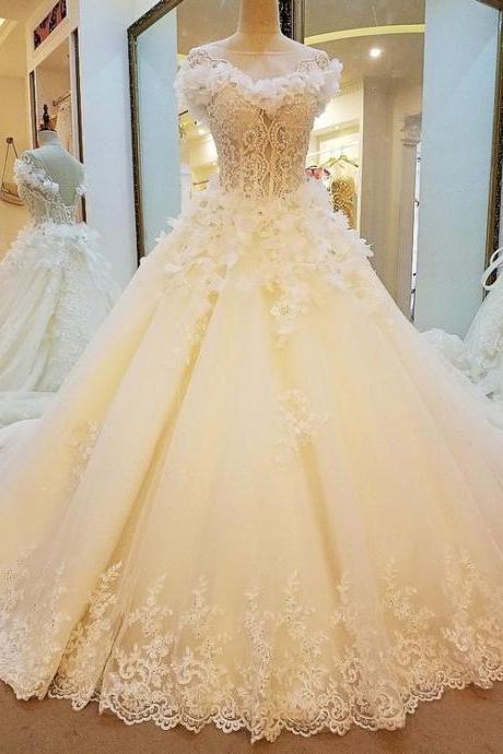 Special Wedding Dresses Lace Ball Gown Corset Back Wedding Gowns M3345