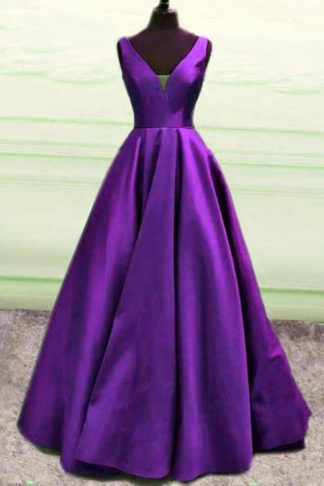 Grape Prom Ball Gown V Neck Dresses M3352