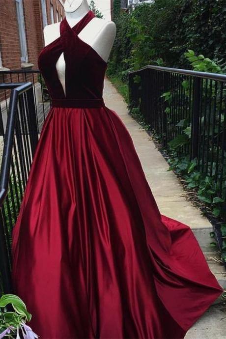 Charming Prom Dress,satin Prom Dress,halter Evening Dress,a-line Prom Dress M3362