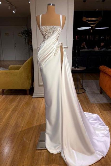 Mermaid White Prom Dresses Party Dresses M3375