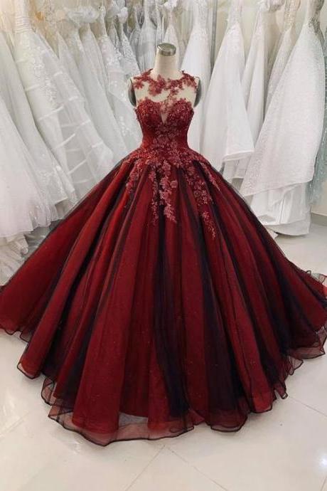Unique Red Vintage Wedding Dress, Made To Measure Wedding Dress, Princess Sparkling Bridal Gown M3420