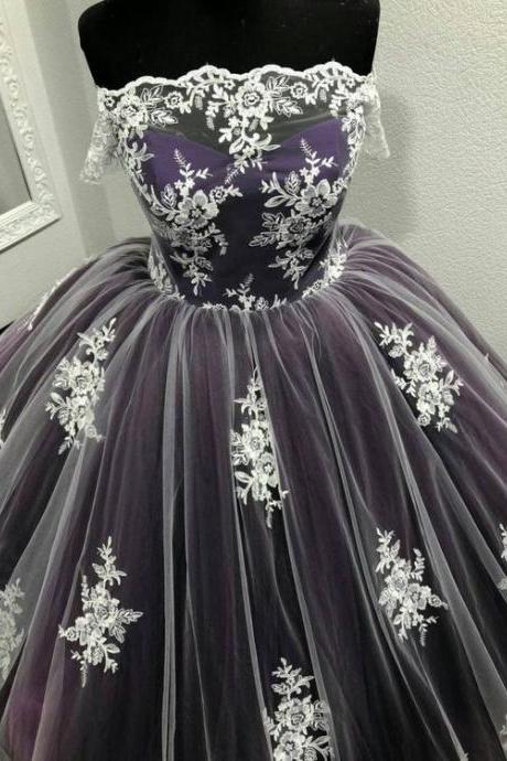Purple Wedding Dress Gothic Wedding Dress Trail Wedding Dress Purple Ball Gown Luxury Ball Gown M3421