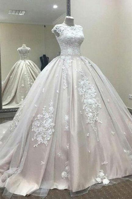 Custom Made A Line Lace Tulle Long Prom Dress, Ball Gown M3545