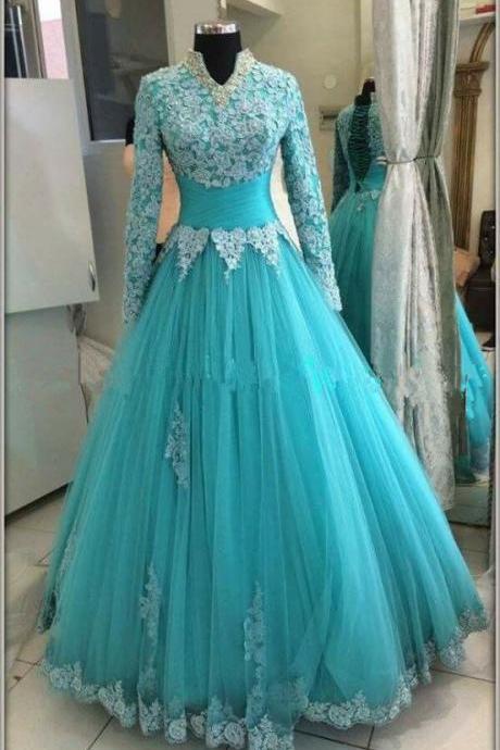 Lace Wedding Bridal Style Female Long-sleeved Prom Evening Dress M3582