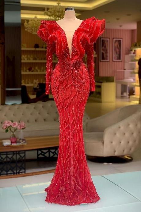 Red Long Prom Dress Long Evening Dress M3612