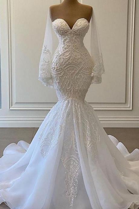 Mermaid Wedding Dress, Luxury Wedding Dress, Wedding Gown, Vestido De Novia, Beaded Wedding Dresses M3650
