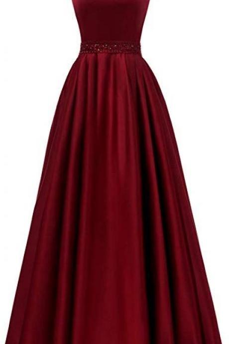 Off The Shoulder Burgundy Satin Long Formal Dress M3652