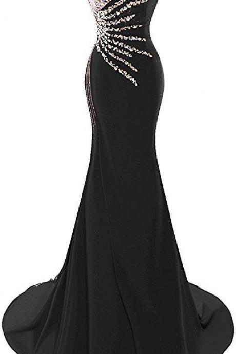Women's Beaded Rhinestones Strapless Lace-up Prom Dress M3656