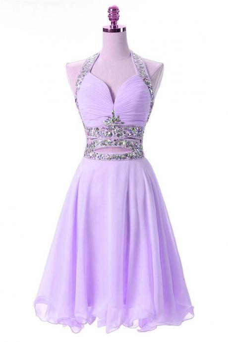 Lovely Lavender Chiffon Knee Length Party Dresses, Cute Teen Formal Dress, Homecoming Dresses M3662