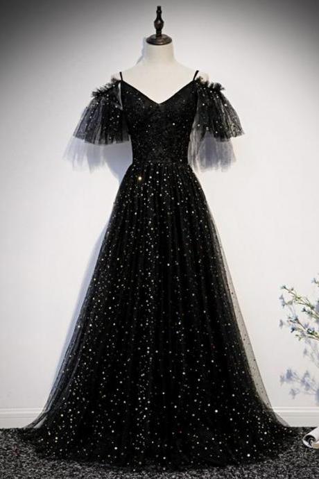 Black Tulle Lace Long Prom Dress Formal Dress M3712