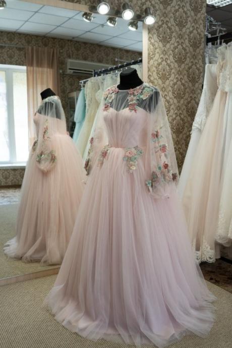 Tulle Lace Dress, Princess Simple Dress, Prom Dress, Evening Dress, Cocktail Dress, Feminine Party Dress,floral Maxi Wedding Dress M3726