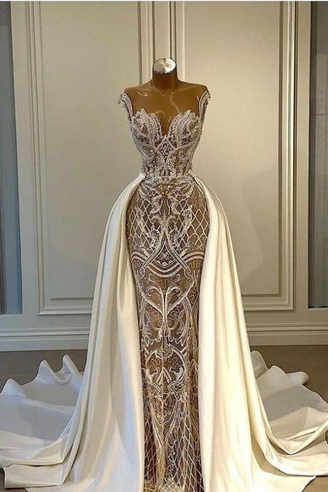 Elegant Mermaid Wedding Dresses Long Prom Dress M3732